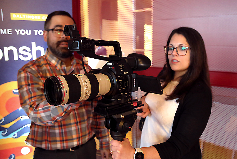Danielle Blue and Mike Worozbyt filming the Moonshot event