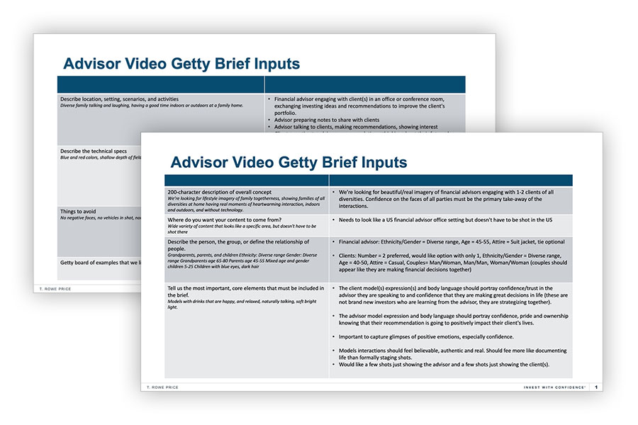Two images overlapping showing a creative brief.
